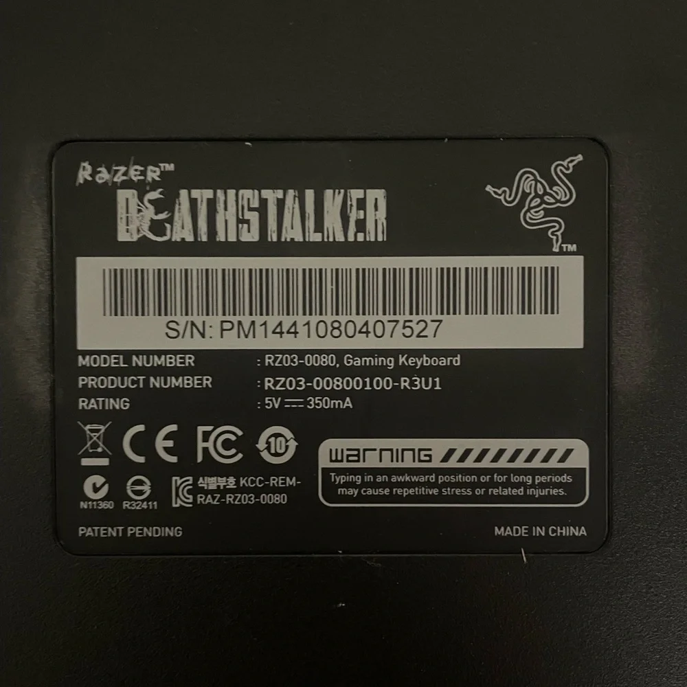 Razer DeathStalker RZ03- 0080 Gaming Keyboard